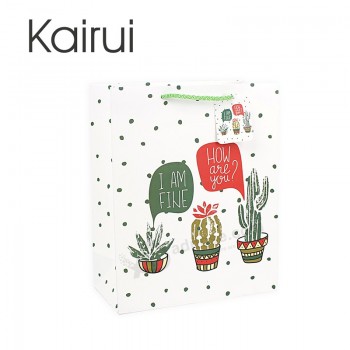 Wholesale creative cactus white cardboard paper gift bag with your logo