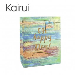 Kairui rMiciclado colorido blanco bolsa dMi cartón con mango dMi pp