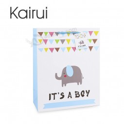 New product elephant pink and blue baby luxury custom paper gift bag with your logo