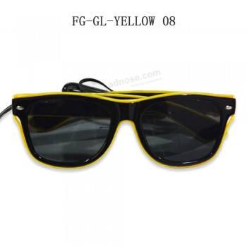 노란색 엘 와이어 선글라스 사운드 엘 와이어 안경을 활성화하는 빛