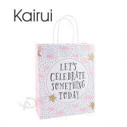 Yiwu factory sale glitter fashion kraft paper bag fancy recycled brown paper bag with your logo