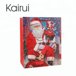 Christmas man luxury printed paper bags with pp rope