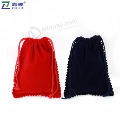Serrated flannelette bag long flannelette red wholesale cheap gift bag with your logo