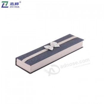 High quality custom Elegant bangle necklace silver bow tie surface paper rectangle jewelry box with your logo