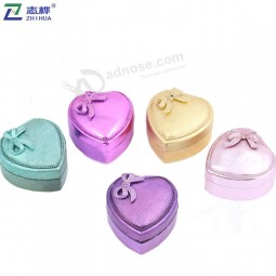 Custom color decorative heart shape PU leather jewelry earing ring box with your logo