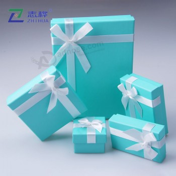Custom best jewellery box Fresh Blue Paper gift Jewelry Box with your logo