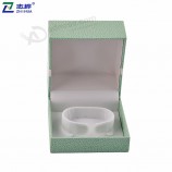 Factory custom size gift leather paper bangle box light green letherette paper bracelet box