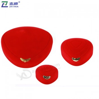 Zhihua бренд высокого конца треугольник персик набор коробка пластиковые flocking роскошные ювелирные изделия ожерелье коробка