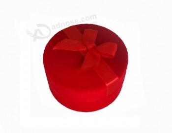 Zhihuaブランドの丸い赤いハイエンドのベルベット素材ジュエリーリングボックス