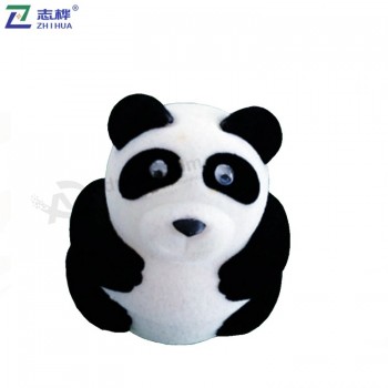 Zhihuaブランドホット販売ハイエンドかわいい動物のパンダの形のカスタムロゴベルベット材料ジュエリーリングボックス