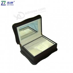 Zhihua marca caixa dE grandE capacidadE clássico papEl prEto duplo caso dE jóias com EspElho dEntro