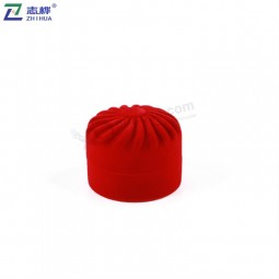 Custom wholesale fashion Sun shape surface red classic wedding ring box with your logo