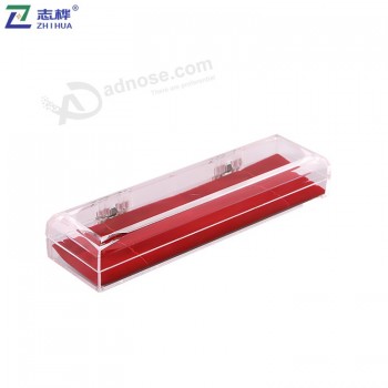 Custom acrylic clear rectangle shaped bracelet necklace red cushions jewelry plastic gift box with your logo