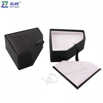 Zhihua 브랜드 사용자 정의 로고 보석 팔찌 뱅글 링 상자 재활용 골 판지 검은 종이 선물 보석 상자