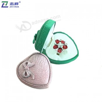 Heart shape pu material Vintage Style jewelry box bow tie on surface cute custom color jewellery ring box with your logo