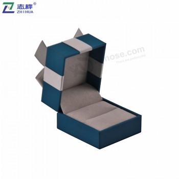 중국에서 만든 zhihua 브랜드 최고의 품질 사용자 정의 세련 된 인공 가죽 소재 반지 귀걸이 보석 상자