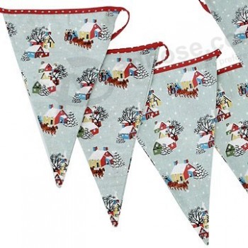 Polyester Fabric Custom Christmas Decorative String Flag