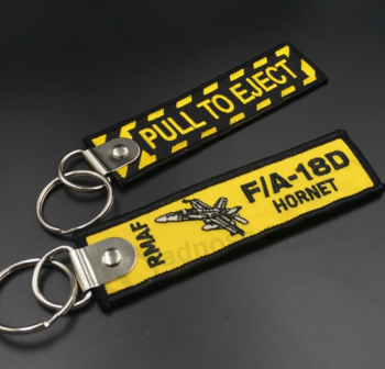 Personalized pull before the flight embroidered keychain
