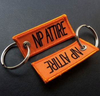 Double Sided Merrow border Embroidered keychain wholesale