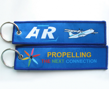 Doppel-Logo-Design Stoff Stickerei Schlüsselbund für Flugzeug