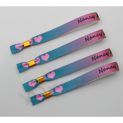 Pulseira de tecido de impressão personalizada barato para o casamento
