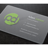 PVC en plastique transparent personnalisé visitant la carte de visite de l'entreprise