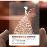 Carte de visite transparente en plastique pvc pour la publicité