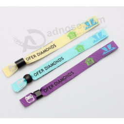 Secure fabric wristband clip event polyester fabric wristband