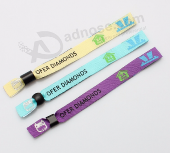 Secure fabric wristband clip event polyester fabric wristband