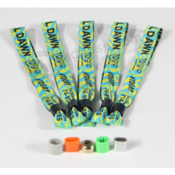 plastic clip woven polyester bracelet for event,hot sale event wristband