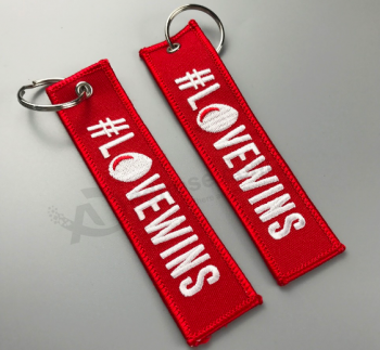 High Quality Embroidered Keychain Woven Logo Keyring