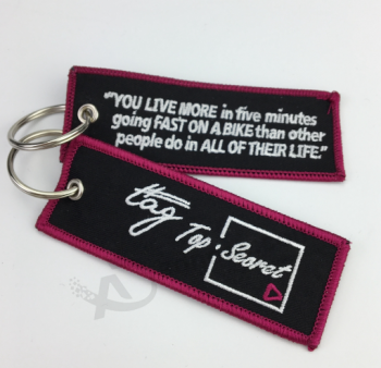 Most popular custom woven motorcycle key tag for sale