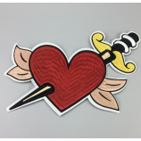 High quality sew on cute embroidery heart patch for kids