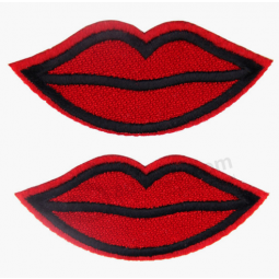 Roter Lippensticker-Auf Patches benutzerdefinierte Twill-Patches