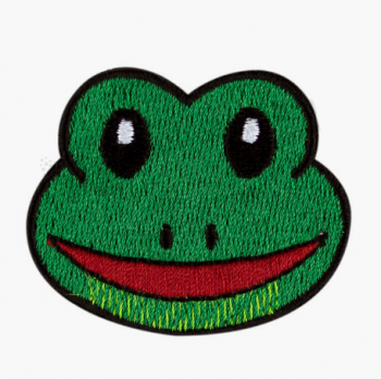 Frog shape clothing embroidery patch iron on twill patch