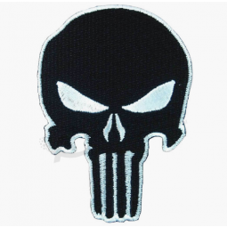 Nouvelle conception coudre sur le patch de crâne de broderie personnalisé
