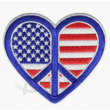 Garment accessory customized embroidery heart flag patches