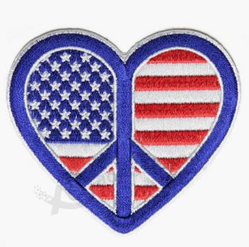 Garment accessory customized embroidery heart flag patches