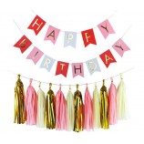 Venta caliente cumpleaños fiesta banner papel borla cumpleaños letras banner