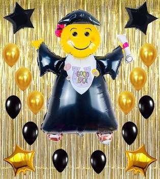Ballons de graduation kit décorations de fête en or noir fournit des ornements de graduation