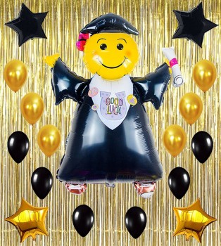 Graduation Balloons Kit Black Gold Party Decorations Supplies Grad Ornaments