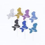 Mermaid Tail Theme Glitter Cupcake Topper Cake Picks Decoration for Baby Shower Birthday Party Favors 10pcs