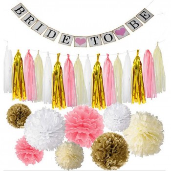 Bachelor party Wedding Decoration Paper Flower ball Paper tassel Bride To Be Banner Kit
