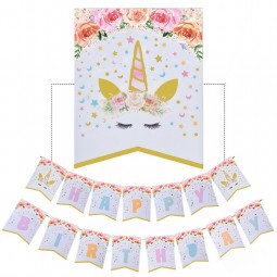 Forniture di compleanno unicorno banner festa per decorazioni di compleanno, buon compleanno unicorno banner