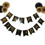Hot stamping letras fã de flores de papel de banner de feliz aniversário com decorações de festa de suspensão