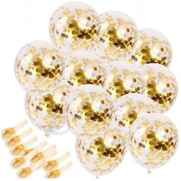 Gouden confetti ballonnen, 12 inch partij ballonnen met gouden papieren confetti stippen voor feest decoraties bruiloft decoraties