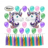 Palloncino unicorno carta nappa ghirlanda decorazioni per feste compleanno decorazioni baby shower lavanda stagnola palloncini 38 pz