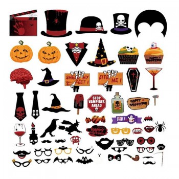Halloween Photo Booth Props 60 Pieces DIY Kit Funny Dress-up Accessories for Party Reunions Carnival