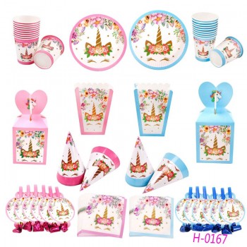 Newest Kids Unicorn Theme Birthday Party Supplies Favor Unicorn Party Tableware