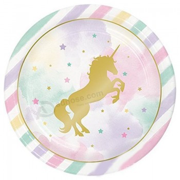 Paquete de vajilla decoratios de fiesta de unicornio sirve 16 platos de mantel servilletas tazas suministros de fiesta de unicornio